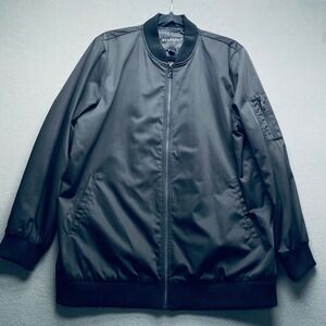 Bernardo Bomber Jacket's Black Full Zip Pockets Ribbed‎ Collar Cuffs Waist XL